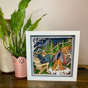 3D Lake Camping Shadowbox